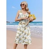 Zeagoo Women Summer Casual Dresses 2026 Sleeveless Midi Pleated Tank Sundress with Pockets V Neck A Line Swing Tshirt Dress(White Green)