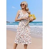 Zeagoo Women Summer Casual Dresses 2026 Sleeveless Midi Pleated Tank Sundress with Pockets V Neck A Line Swing Tshirt Dress(White Print)