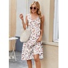 Zeagoo Women Summer Casual Dresses 2026 Sleeveless Midi Pleated Tank Sundress with Pockets V Neck A Line Swing Tshirt Dress(White Print)
