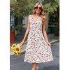 Zeagoo Women Summer Casual Dresses 2026 Sleeveless Midi Pleated Tank Sundress with Pockets V Neck A Line Swing Tshirt Dress(White Print)
