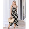 Zeagoo Women Summer Midi Dresses 2026 Hawaiian Bohemian Beach Cover Up Sundress Spaghetti Strap Casual Dress with Pockets(Apricot Brown)