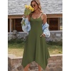 Zeagoo Women Summer Midi Dresses 2026 Hawaiian Bohemian Beach Cover Up Sundress Spaghetti Strap Casual Dress with Pockets(Army Green)
