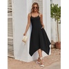 Zeagoo Women Summer Midi Dresses 2026 Hawaiian Bohemian Beach Cover Up Sundress Spaghetti Strap Casual Dress with Pockets(Black)
