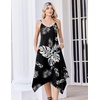 Zeagoo Women Summer Midi Dresses 2026 Hawaiian Bohemian Beach Cover Up Sundress Spaghetti Strap Casual Dress with Pockets(Black Leaf)