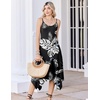 Zeagoo Women Summer Midi Dresses 2026 Hawaiian Bohemian Beach Cover Up Sundress Spaghetti Strap Casual Dress with Pockets(Black Leaf)