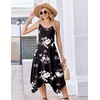 Zeagoo Women Summer Midi Dresses 2026 Hawaiian Bohemian Beach Cover Up Sundress Spaghetti Strap Casual Dress with Pockets(Floral Black)