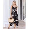 Zeagoo Women Summer Midi Dresses 2026 Hawaiian Bohemian Beach Cover Up Sundress Spaghetti Strap Casual Dress with Pockets(Floral Black)