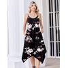 Zeagoo Women Summer Midi Dresses 2026 Hawaiian Bohemian Beach Cover Up Sundress Spaghetti Strap Casual Dress with Pockets(Floral Black)