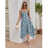 Zeagoo Women Summer Midi Dresses 2026 Hawaiian Bohemian Beach Cover Up Sundress Spaghetti Strap Casual Dress with Pockets(Floral Blue)