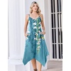 Zeagoo Women Summer Midi Dresses 2026 Hawaiian Bohemian Beach Cover Up Sundress Spaghetti Strap Casual Dress with Pockets(Floral Light Blue)