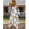 Zeagoo Women Summer Midi Dresses 2026 Hawaiian Bohemian Beach Cover Up Sundress Spaghetti Strap Casual Dress with Pockets(Leaf)