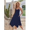 Zeagoo Women Summer Midi Dresses 2026 Hawaiian Bohemian Beach Cover Up Sundress Spaghetti Strap Casual Dress with Pockets(Navy Blue)