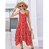Zeagoo Women Summer Midi Dresses 2026 Hawaiian Bohemian Beach Cover Up Sundress Spaghetti Strap Casual Dress with Pockets(Red White Flowers)