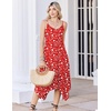 Zeagoo Women Summer Midi Dresses 2026 Hawaiian Bohemian Beach Cover Up Sundress Spaghetti Strap Casual Dress with Pockets(Red White Flowers)