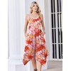 Zeagoo Women Summer Midi Dresses 2026 Hawaiian Bohemian Beach Cover Up Sundress Spaghetti Strap Casual Dress with Pockets(Red Yellow)
