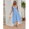Zeagoo Women Summer Midi Dresses 2026 Hawaiian Bohemian Beach Cover Up Sundress Spaghetti Strap Casual Dress with Pockets(Sky)