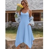 Zeagoo Women Summer Midi Dresses 2026 Hawaiian Bohemian Beach Cover Up Sundress Spaghetti Strap Casual Dress with Pockets(Sky)