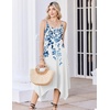 Zeagoo Women Summer Midi Dresses 2026 Hawaiian Bohemian Beach Cover Up Sundress Spaghetti Strap Casual Dress with Pockets(Watercolor Leaves)