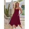 Zeagoo Women Summer Midi Dresses 2026 Hawaiian Bohemian Beach Cover Up Sundress Spaghetti Strap Casual Dress with Pockets(Wine Red)