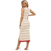 Zeagoo Womens Bodycon Midi Dresses Summer Casual Sleeveless Dress Women Knit Side Slit Striped 2025 Long Tank Dress(Light Khaki-white)