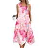 Zeagoo Womens Casual Dress for Summer Tank Dress Loose Flowy Beach Dress with Pockets Hankerchief Flare Midi Sundress 2026(01 A-pink)