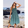 Zeagoo Womens Casual Dress for Summer Tank Dress Loose Flowy Beach Dress with Pockets Hankerchief Flare Midi Sundress 2026(03 Green)