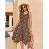 Zeagoo Womens Casual Dress for Summer Tank Dress Loose Flowy Beach Dress with Pockets Hankerchief Flare Midi Sundress 2026(Brown Xh267)
