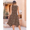 Zeagoo Womens Casual Dress for Summer Tank Dress Loose Flowy Beach Dress with Pockets Hankerchief Flare Midi Sundress 2026(Brown Xh267)