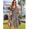 Zeagoo Womens Casual Dress for Summer Tank Dress Loose Flowy Beach Dress with Pockets Hankerchief Flare Midi Sundress 2026(Brown Xh531)