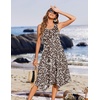 Zeagoo Womens Casual Dress for Summer Tank Dress Loose Flowy Beach Dress with Pockets Hankerchief Flare Midi Sundress 2026(Brown Xh531)