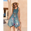 Zeagoo Womens Casual Dress for Summer Tank Dress Loose Flowy Beach Dress with Pockets Hankerchief Flare Midi Sundress 2026(Gray Green)