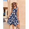 Zeagoo Womens Casual Dress for Summer Tank Dress Loose Flowy Beach Dress with Pockets Hankerchief Flare Midi Sundress 2026(Navy Sf157)