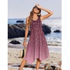 Zeagoo Womens Casual Dress for Summer Tank Dress Loose Flowy Beach Dress with Pockets Hankerchief Flare Midi Sundress 2026(Purple Print)