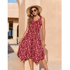 Zeagoo Womens Casual Dress for Summer Tank Dress Loose Flowy Beach Dress with Pockets Hankerchief Flare Midi Sundress 2026(Red Xh268)