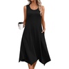 Zeagoo Womens Casual Dress for Summer Tank Dress Loose Flowy Beach Dress with Pockets Hankerchief Flare Midi Sundress 2026(Solid Black)