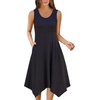 Zeagoo Womens Casual Dress for Summer Tank Dress Loose Flowy Beach Dress with Pockets Hankerchief Flare Midi Sundress 2026(Solid Black)