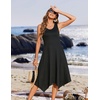 Zeagoo Womens Casual Dress for Summer Tank Dress Loose Flowy Beach Dress with Pockets Hankerchief Flare Midi Sundress 2026(Solid Black)