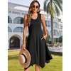 Zeagoo Womens Casual Dress for Summer Tank Dress Loose Flowy Beach Dress with Pockets Hankerchief Flare Midi Sundress 2026(Solid Black)