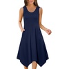 Zeagoo Womens Casual Dress for Summer Tank Dress Loose Flowy Beach Dress with Pockets Hankerchief Flare Midi Sundress 2026(Solid Navy)