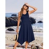 Zeagoo Womens Casual Dress for Summer Tank Dress Loose Flowy Beach Dress with Pockets Hankerchief Flare Midi Sundress 2026(Solid Navy)
