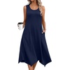 Zeagoo Womens Casual Dress for Summer Tank Dress Loose Flowy Beach Dress with Pockets Hankerchief Flare Midi Sundress 2026(Solid Navy)