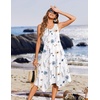 Zeagoo Womens Casual Dress for Summer Tank Dress Loose Flowy Beach Dress with Pockets Hankerchief Flare Midi Sundress 2026(White Floral)