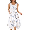 Zeagoo Womens Casual Dress for Summer Tank Dress Loose Flowy Beach Dress with Pockets Hankerchief Flare Midi Sundress 2026(White Floral)