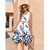 Zeagoo Womens Casual Dress for Summer Tank Dress Loose Flowy Beach Dress with Pockets Hankerchief Flare Midi Sundress 2026(White Wf118)