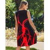 Zeagoo Womens Casual Summer Dresses 2025 Boho Sleeveless Sundresses with Pockets Pleated Beach Floral T Shirt Dresses(Black Red-printed)