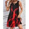 Zeagoo Womens Casual Summer Dresses 2025 Boho Sleeveless Sundresses with Pockets Pleated Beach Floral T Shirt Dresses(Black Red-printed)