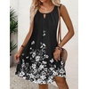 Zeagoo Womens Casual Summer Dresses 2025 Boho Sleeveless Sundresses with Pockets Pleated Beach Floral T Shirt Dresses(Black-printed-03)