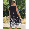 Zeagoo Womens Casual Summer Dresses 2025 Boho Sleeveless Sundresses with Pockets Pleated Beach Floral T Shirt Dresses(Black-printed-03)