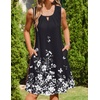 Zeagoo Womens Casual Summer Dresses 2025 Boho Sleeveless Sundresses with Pockets Pleated Beach Floral T Shirt Dresses(Black-printed-03)