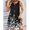 Zeagoo Womens Casual Summer Dresses 2025 Boho Sleeveless Sundresses with Pockets Pleated Beach Floral T Shirt Dresses(Black-printed-03)